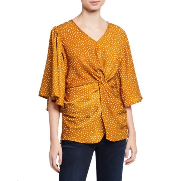 Lumie Tops - Lumie Polka Dot Twisted-Front Top